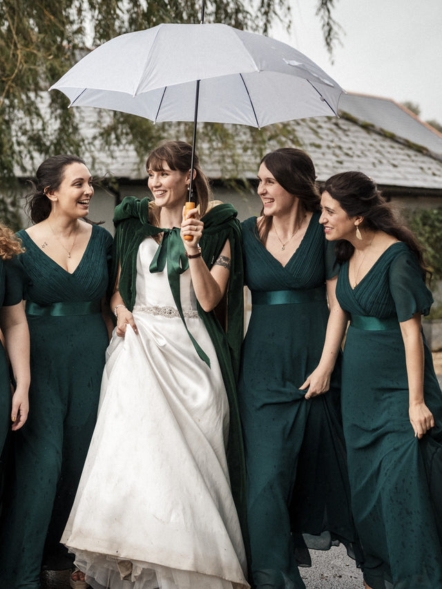 ever MONICA|Long Chiffon Empire Waist Bridesmaid Dress with Short Flutter Sleeves Fan Photos 3
