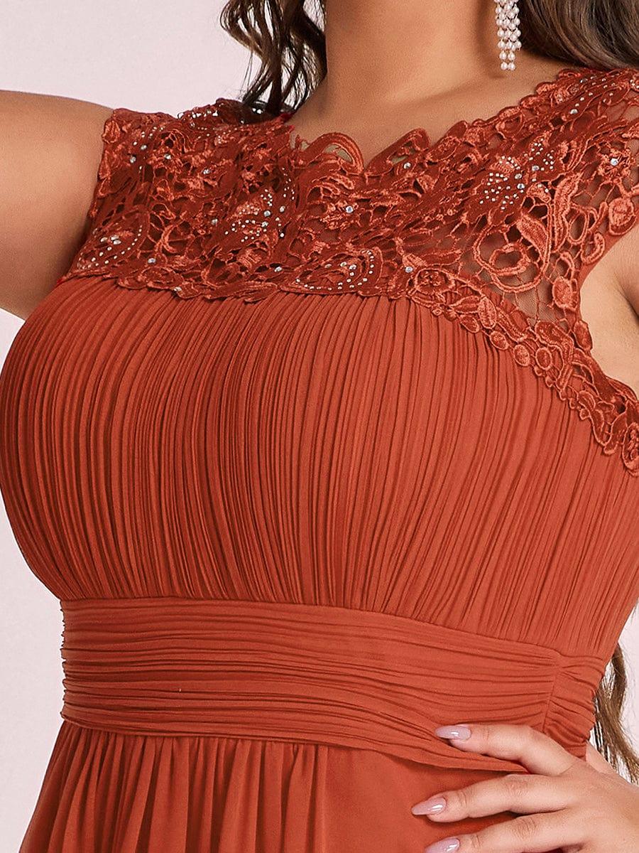 Elegant Maxi Long Lace Cap Sleeve Bridesmaid Dress #color_Burnt Orange