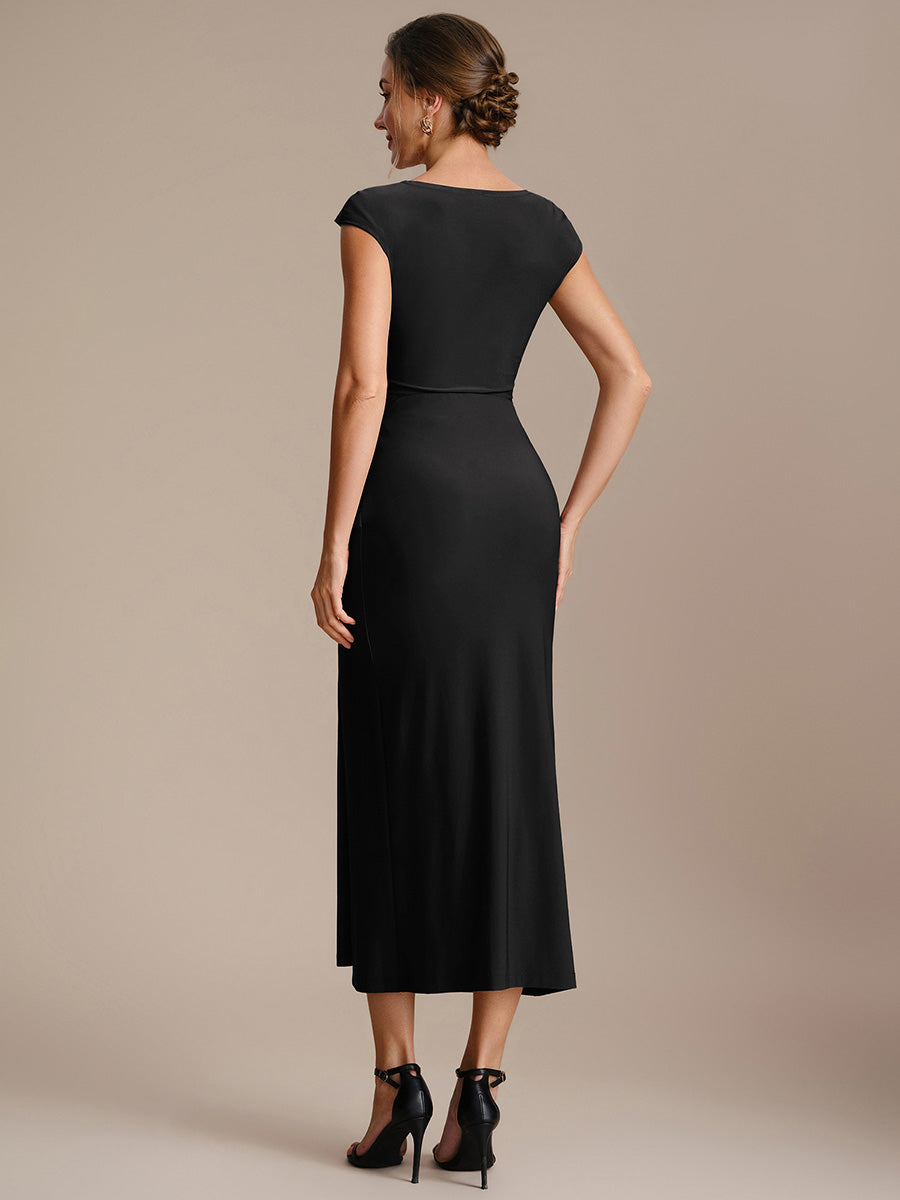 Knot Detail Knit Bodycon Skirts #color_Black