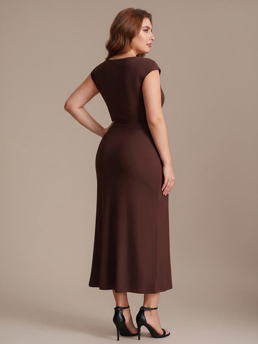 Knot Detail Knit Bodycon Skirts #color_Chocolate Brown
