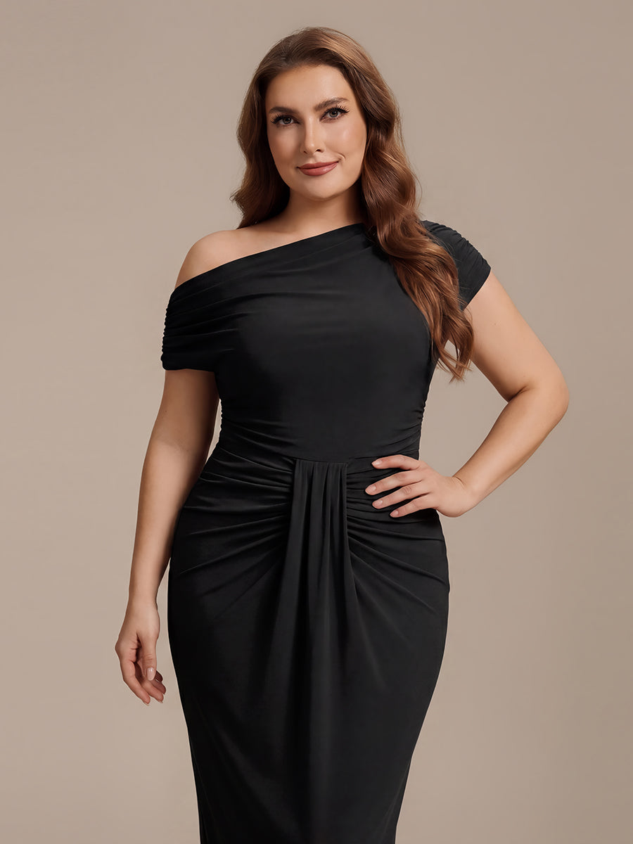 Knit Bodycon Midi Length Skirts #color_Black