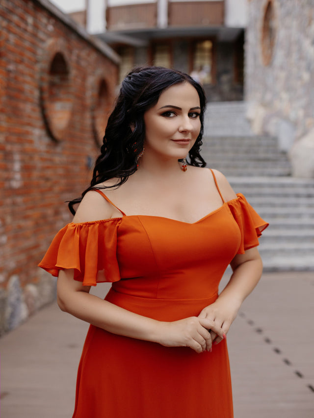 pretty REYA|Plus Size Cold Shoulder Formal Bridesmaid Dress with Side Slit Fan Photos 4
