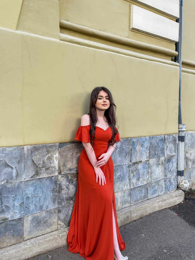 pretty REYA|Plus Size Cold Shoulder Formal Bridesmaid Dress with Side Slit Fan Photos 14
