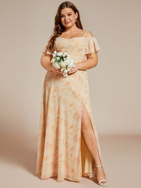 Plus Size Cold Shoulder Formal Bridesmaid Dress with Side Slit