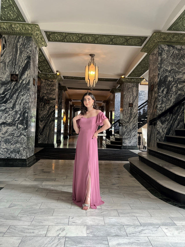 ever REYA|Stylish Cold Shoulder Flare Sleeves Flowy Bridesmaid Dress Fan Photos 19
