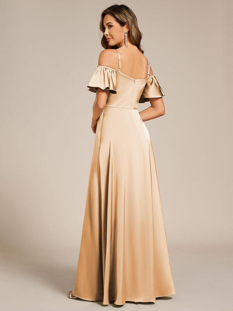 Asymmetric Shoulder Full of charm Unique design Satin Maxi Bridesmaids Dress main image 1