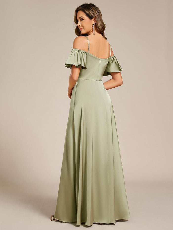 A-Line Maxi Luxe Satin Bridesmaid Dress CB0846 main image 1