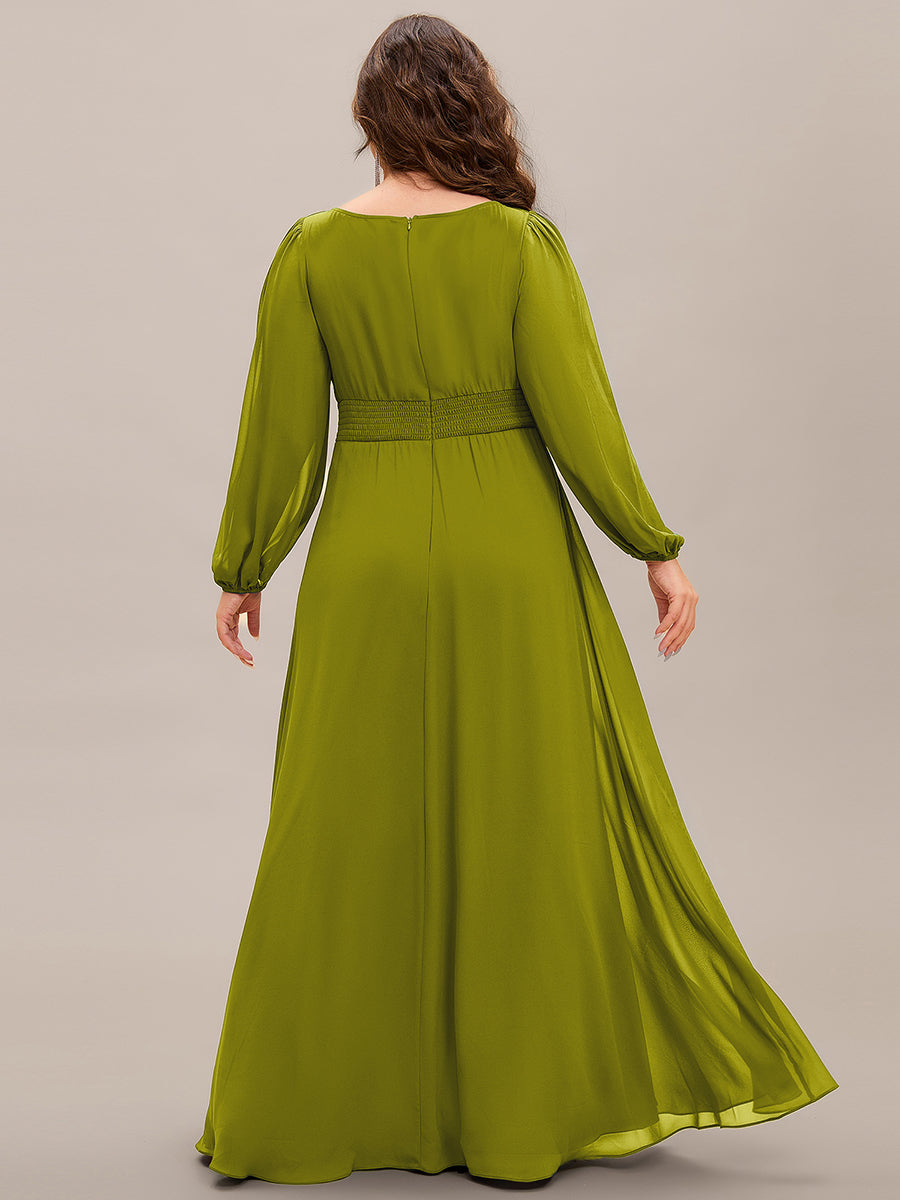 Chiffon High Empire Waist Puff Sleeve Bridesmaid Dress #color_Citron
