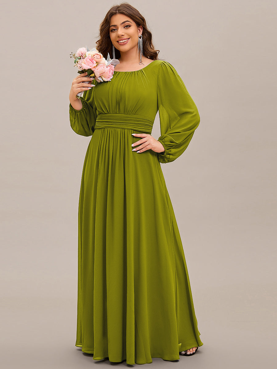 Chiffon High Empire Waist Puff Sleeve Bridesmaid Dress #color_Citron