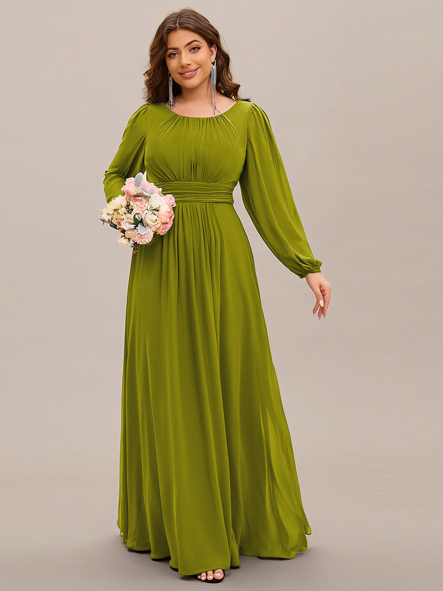 Chiffon High Empire Waist Puff Sleeve Bridesmaid Dress #color_Citron