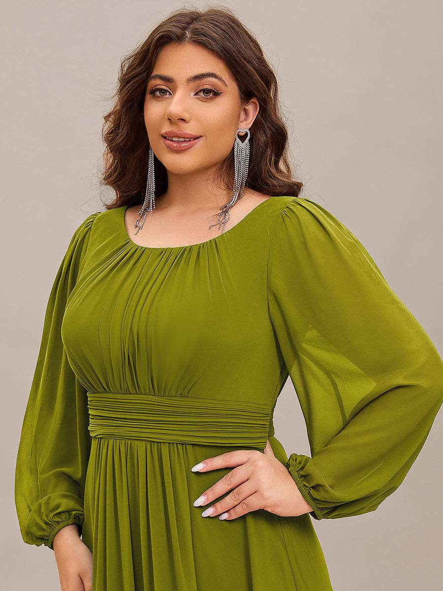Chiffon High Empire Waist Puff Sleeve Bridesmaid Dress #color_Citron