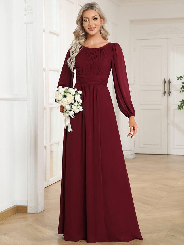 A-line Chiffon Dresses with Empire Waist and Cap Sleeves Cinnamon Rose