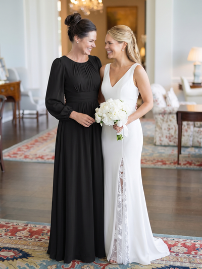 ever CELESTE|Chiffon High Empire Waist Puff Sleeve Mother Dress