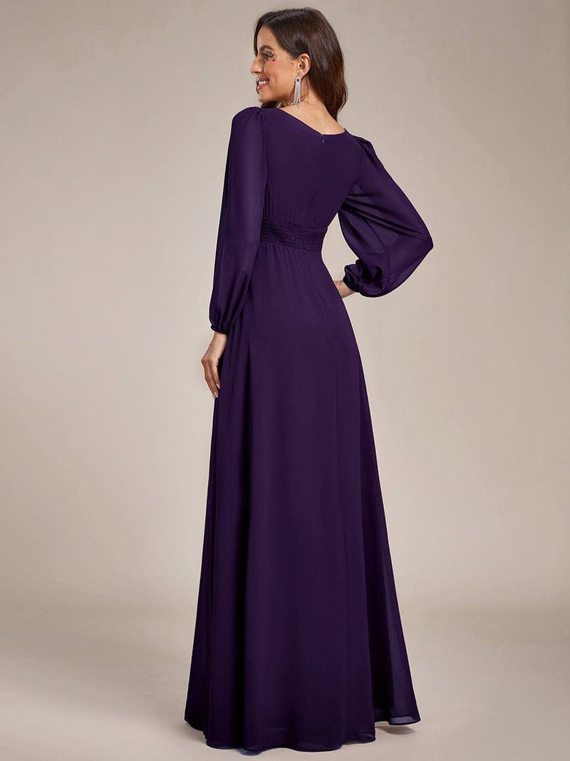 Flutter Sleeves A-line Empire Waist Long Chiffon Dreses Dusty Sage