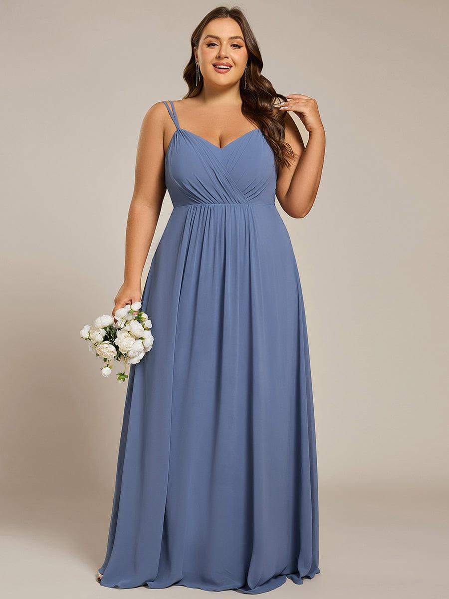 Plus Size Convertible Lace-Up Chiffon Bridesmaid Dress #color_Dusty Blue