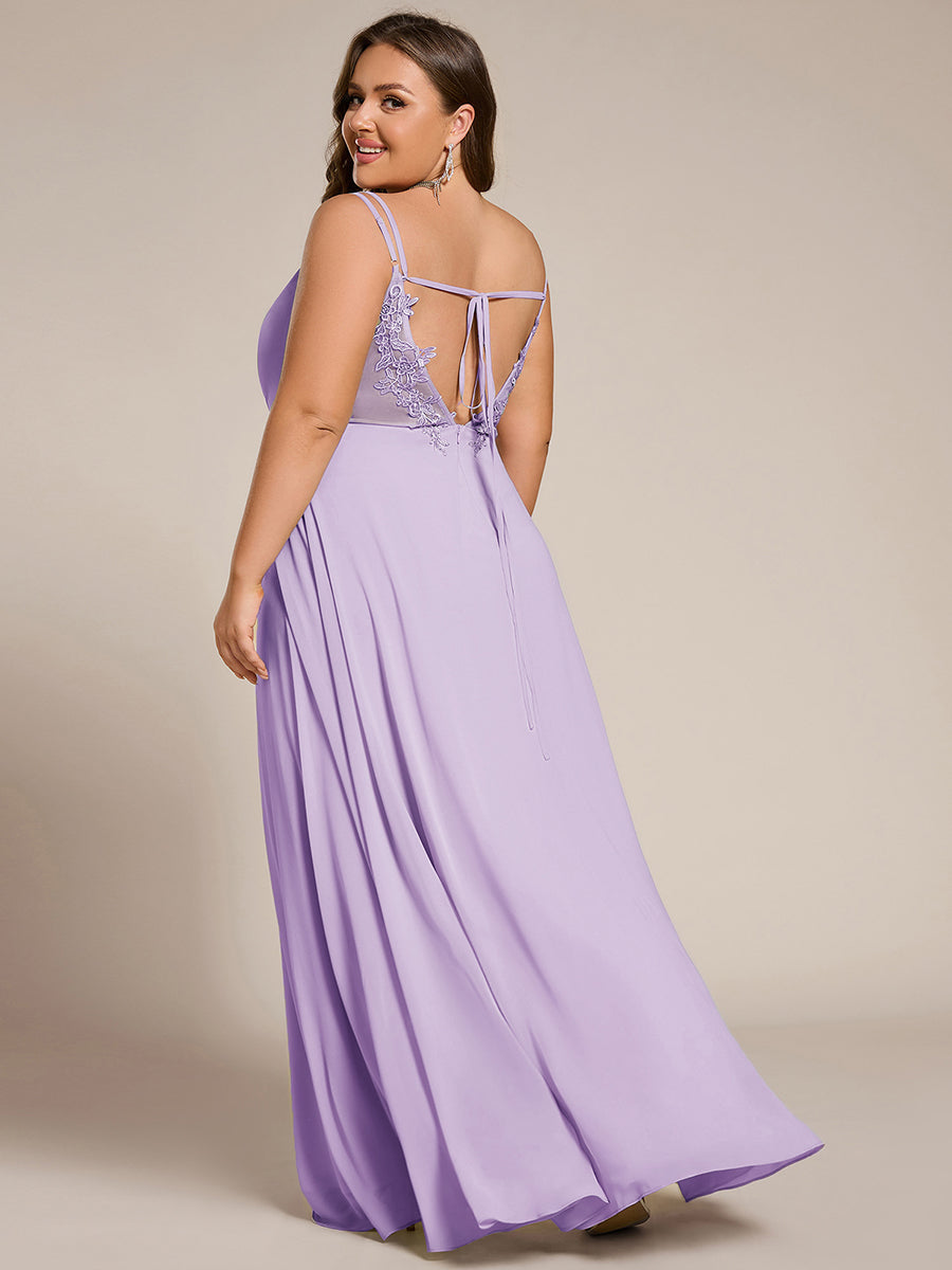 Plus Size Convertible Lace-Up Chiffon Bridesmaid Dress #color_Frosted Lilac
