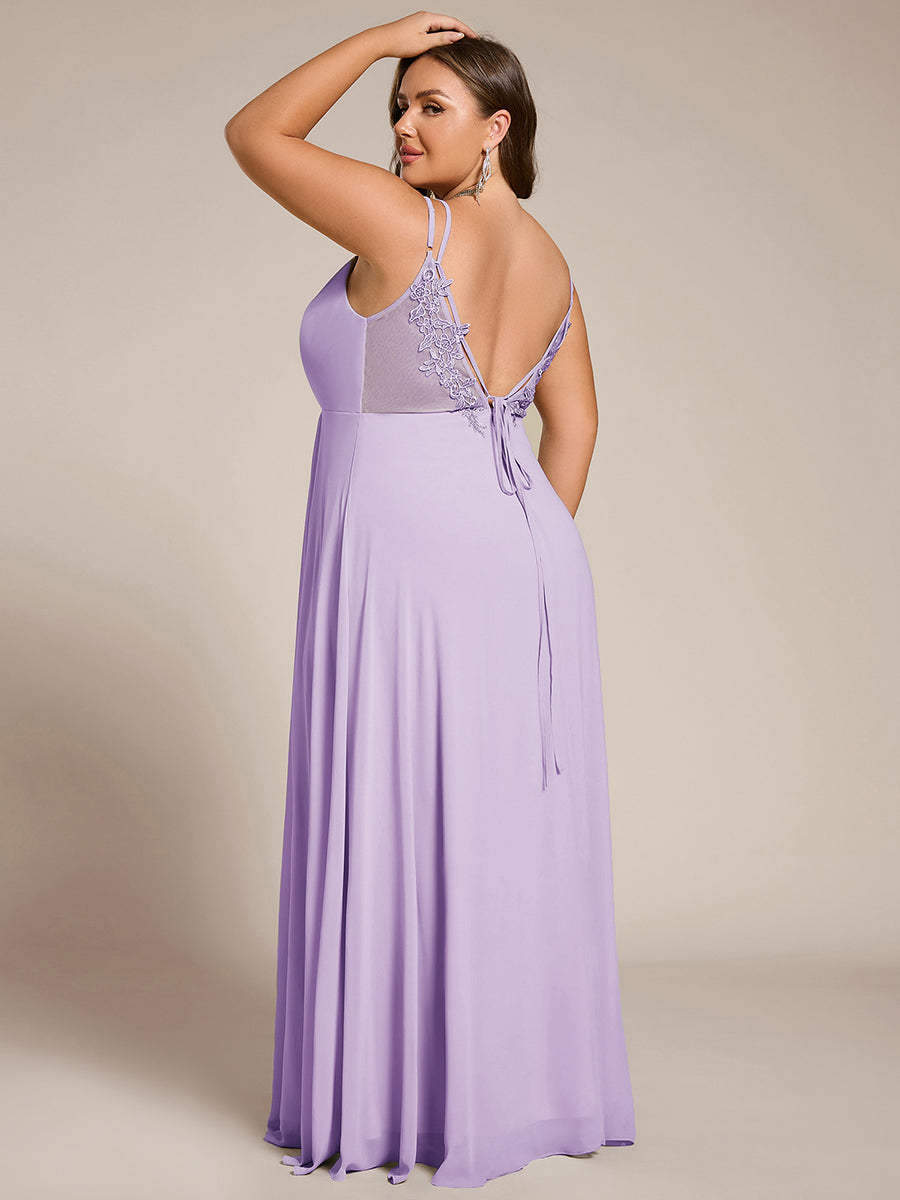 Plus Size Convertible Lace-Up Chiffon Bridesmaid Dress #color_Frosted Lilac