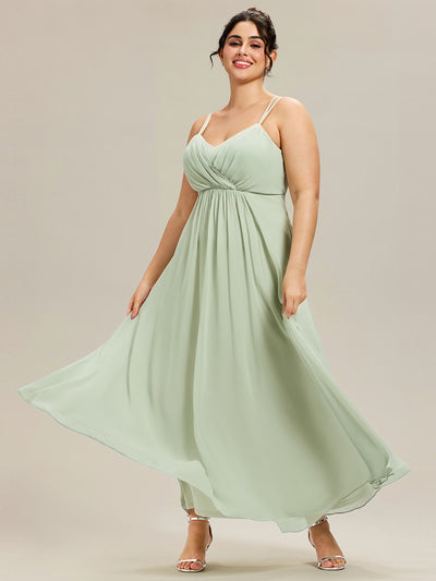Plus Size Convertible Lace-Up Chiffon Bridesmaid Dress #color_Mint Green