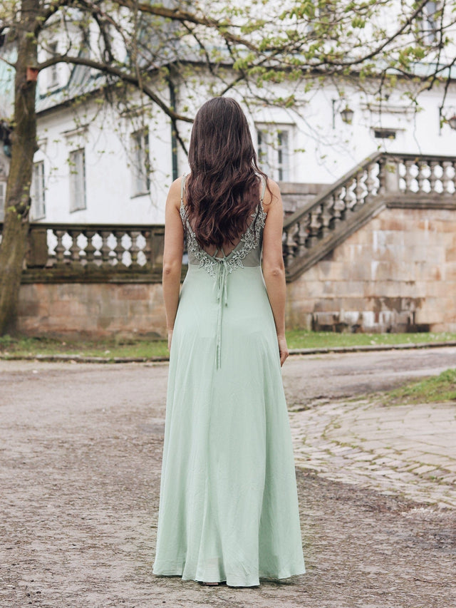 ever RUBY|Convertible Chiffon Lace Open Back Spaghetti Straps Bridesmaid Dress Fan Photos 6
