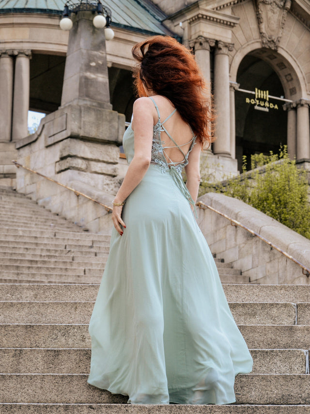 ever RUBY|Convertible Chiffon Lace Open Back Spaghetti Straps Bridesmaid Dress Fan Photos 5
