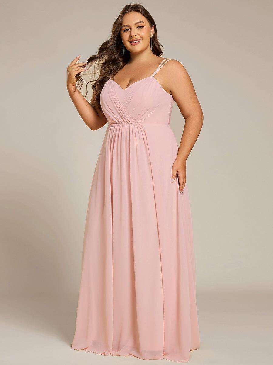 Plus Size Convertible Lace-Up Chiffon Bridesmaid Dress #color_Pink