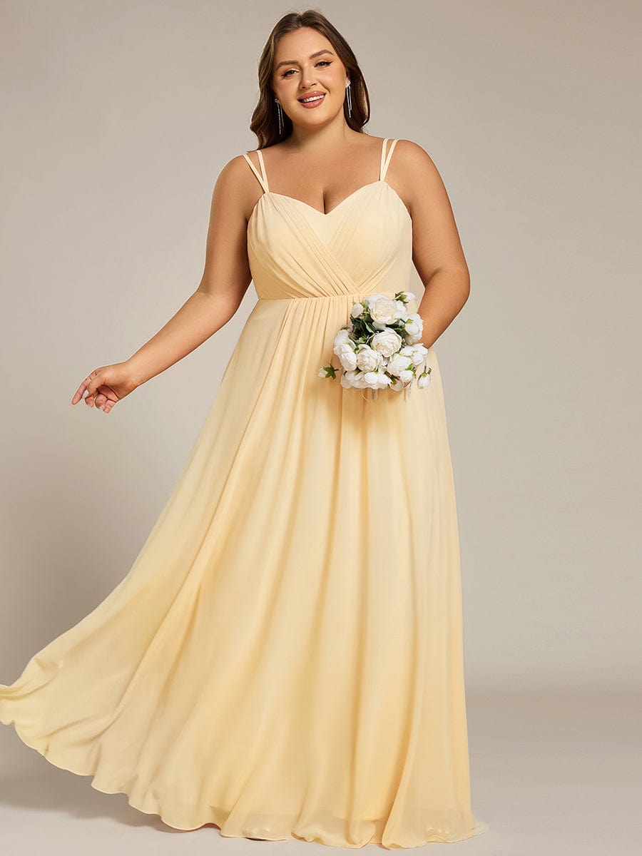 Chiffon and Lace Open Back Spaghetti Straps Bridesmaid Dress #color_Yellow