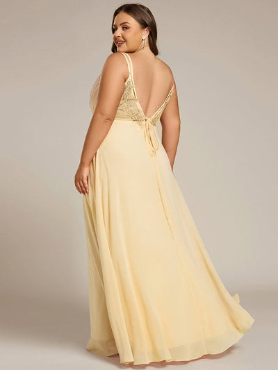 Plus Size Convertible Lace-Up Chiffon Bridesmaid Dress #color_Yellow
