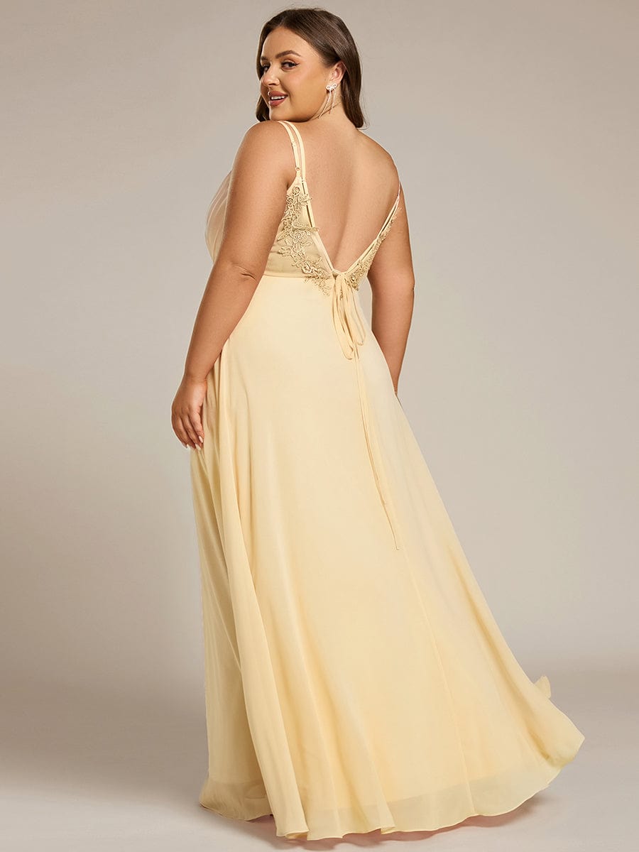 Plus Size Convertible Lace-Up Chiffon Bridesmaid Dress #color_Yellow
