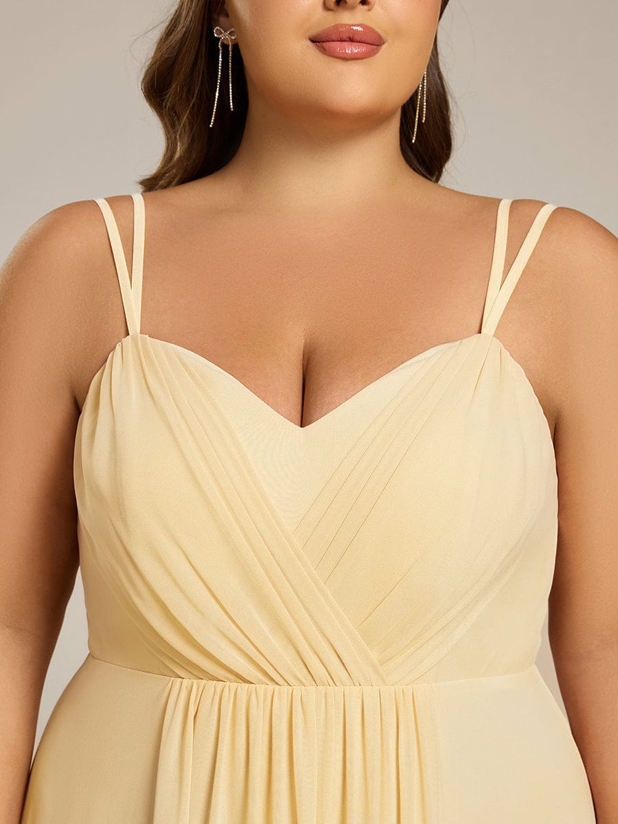 Chiffon and Lace Open Back Spaghetti Straps Bridesmaid Dress #color_Yellow