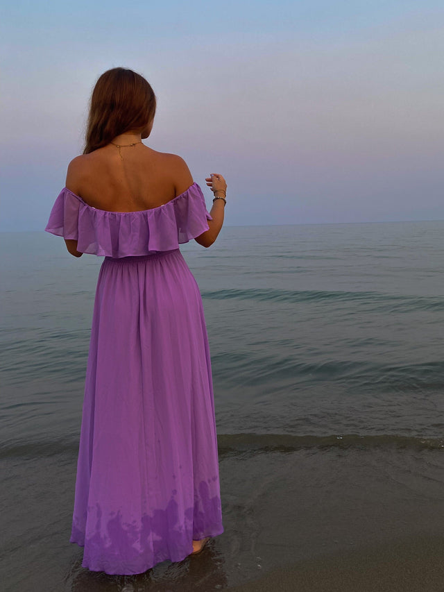Elegant Chiffon High-Low Off The Shoulder Bridesmaid Dress Fan Photos 6
