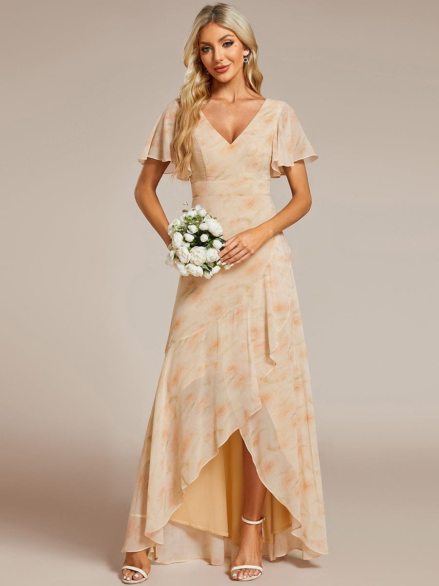 Charming Chiffon Bridesmaid Dress with Lotus Leaf Hemline