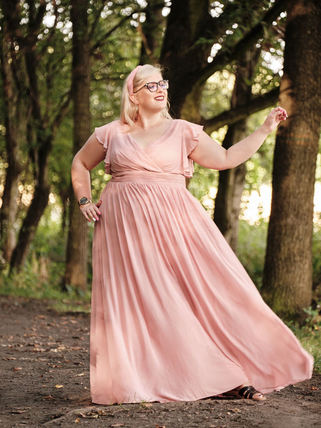 ever LILYANA|Back Cutout A-Line Pleated Ruffles Sleeve Chiffon Bridesmaid Dress Fan Photos 2
