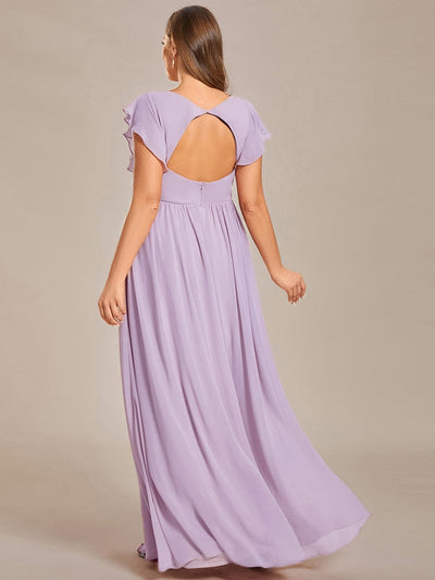 Plus Size Chiffon Pleated A-Line Back CutouT Bridesmaid Dress #color_Frosted Lilac