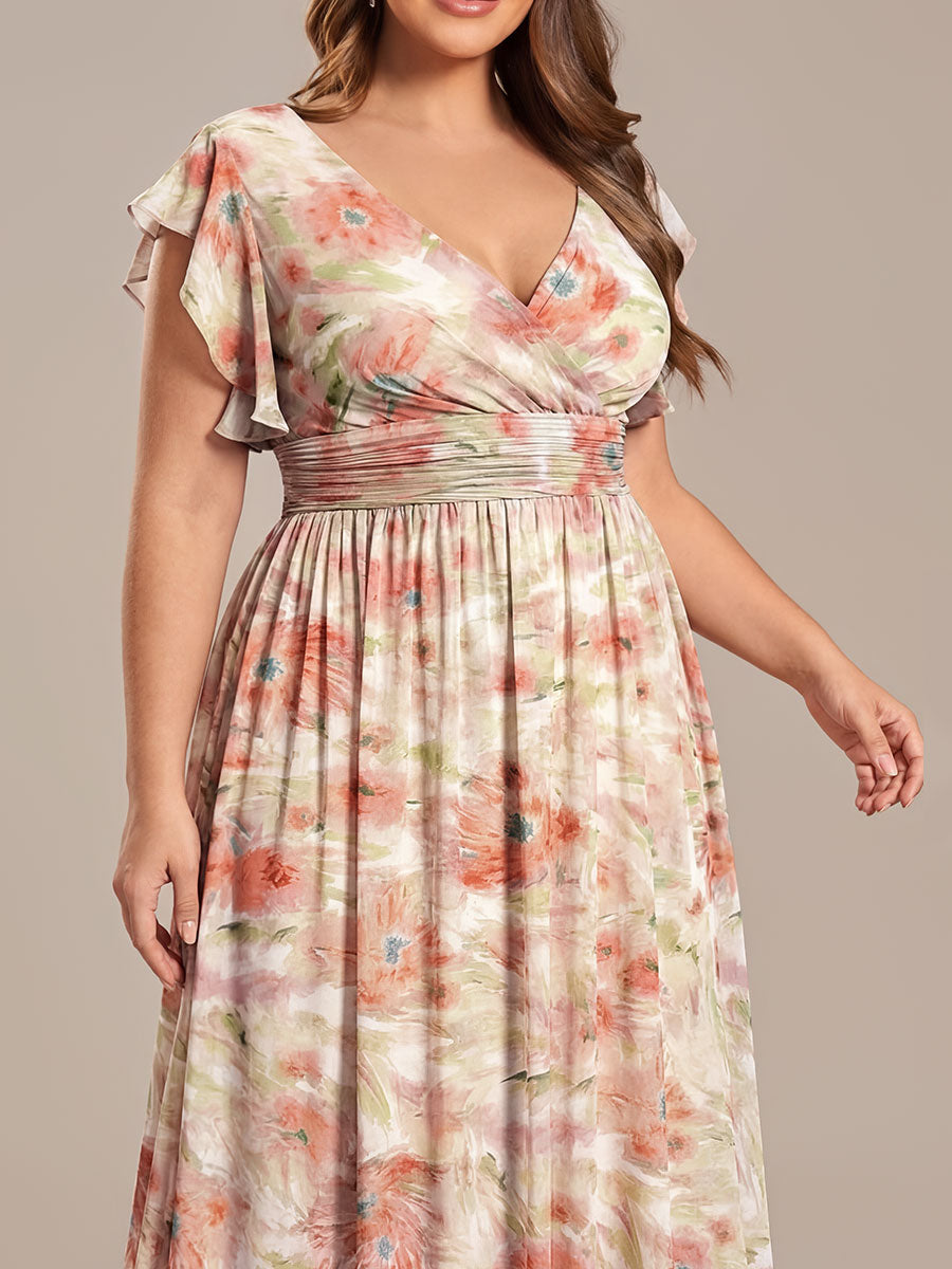 Plus Size Chiffon Pleated A-Line Back CutouT Bridesmaid Dress #color_Rosewood Mist