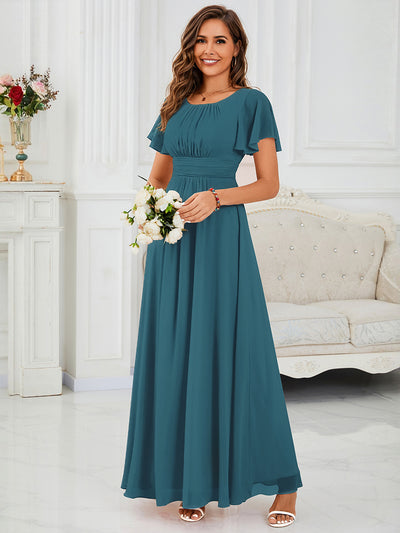 ever KIMORA|Simple Chiffon Pleated A-Line Bridesmaid Dress