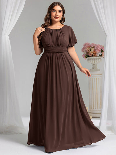 pretty KIMORA|Plus Size Printed Chiffon Pleated Maxi Wedding Guest Dress