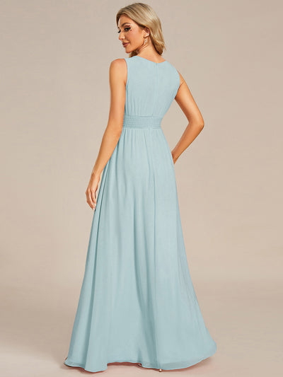 Hollow Out Sleeveless Maxi Wedding Guest Dress  #color_Sky Blue
