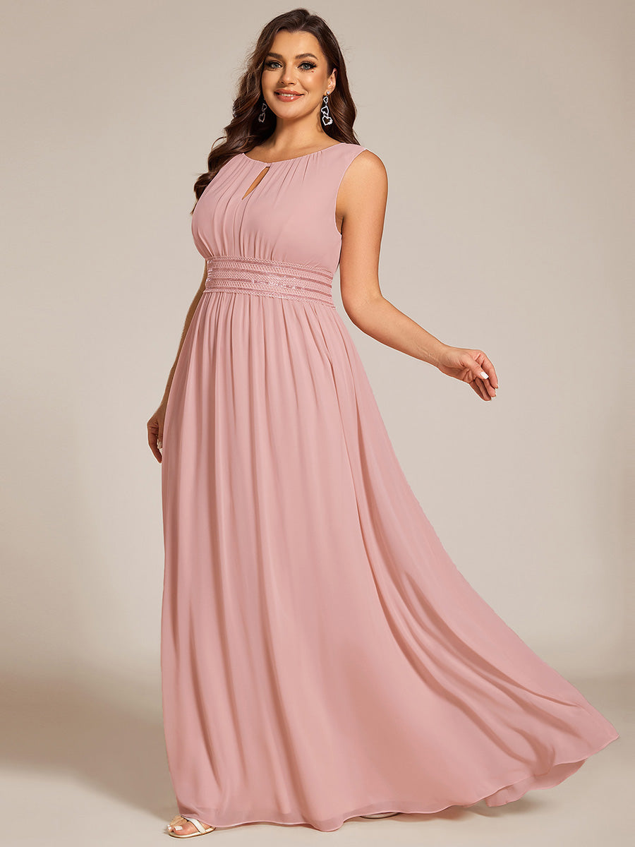 Simple Sleeveless A-line Chiffon Bridesmaid Dress with Hollow Out Detail #color_Dusty Rose