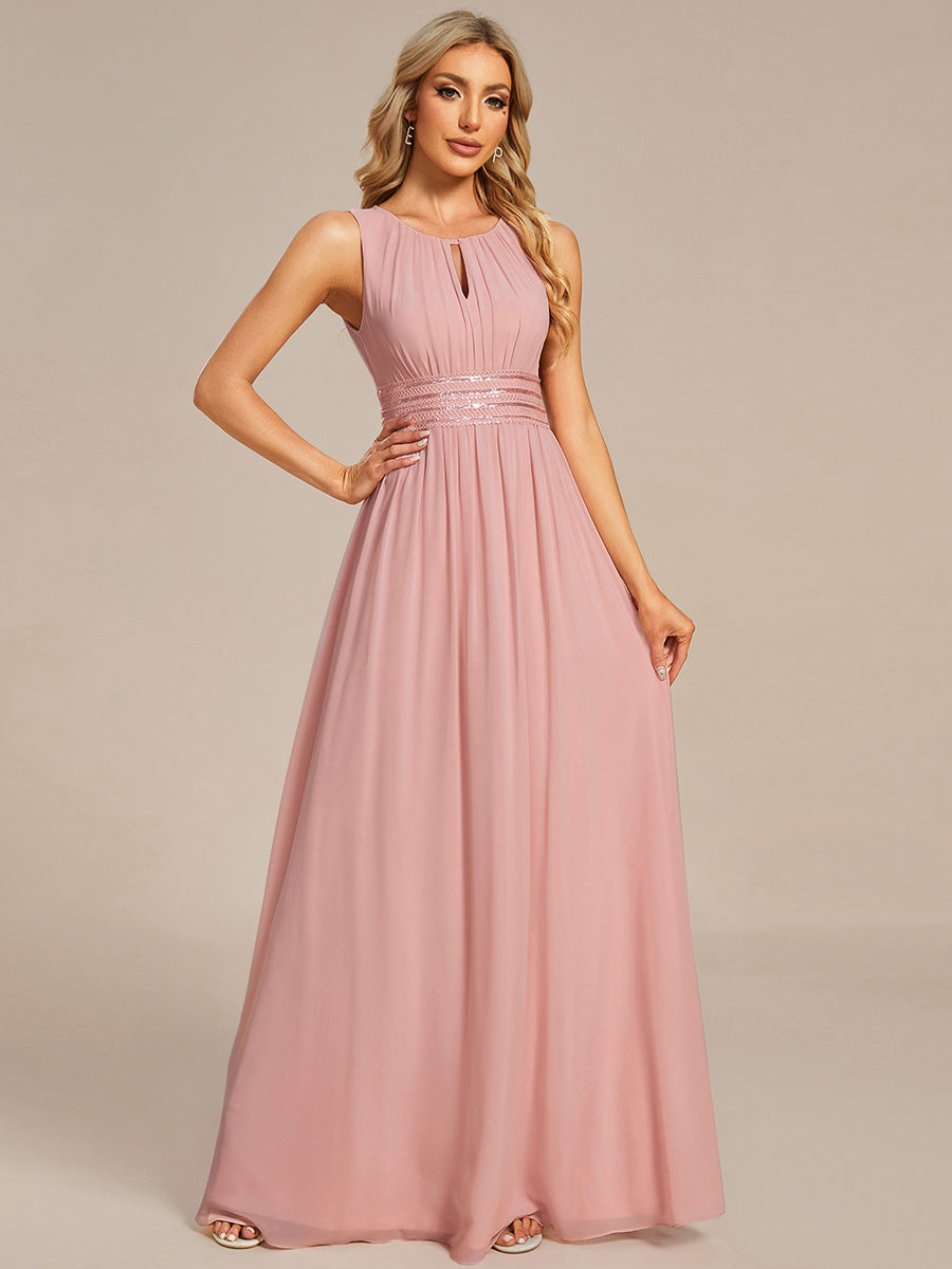 Simple Sleeveless A-line Chiffon Bridesmaid Dress with Hollow Out Detail #color_Dusty Rose