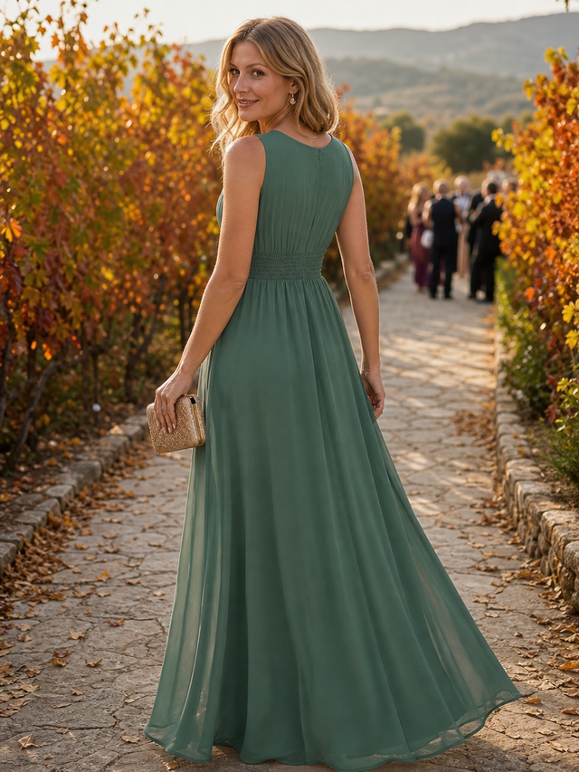 ever KALIA|Simple Sleeveless A-line Chiffon Bridesmaid Dress with Hollow Out Detail Fan Photos 10
