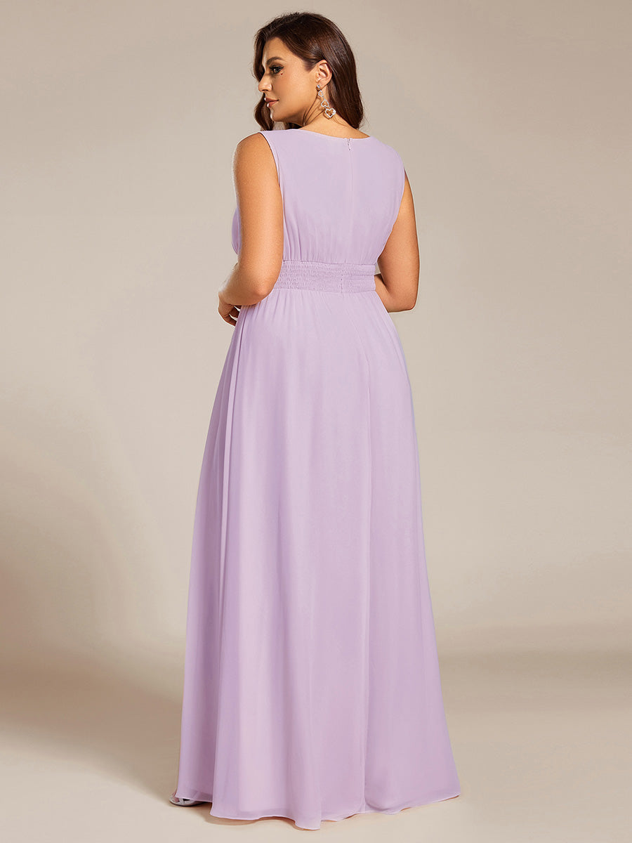 Simple Sleeveless A-line Chiffon Bridesmaid Dress with Hollow Out Detail #color_Frosted Lilac