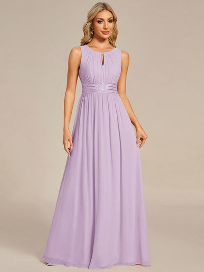ever KALIA|Simple Sleeveless A-line Chiffon Bridesmaid Dress with Hollow Out Detail