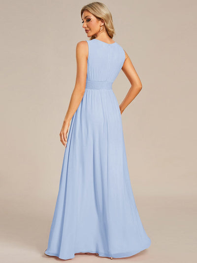 Simple Sleeveless A-line Chiffon Bridesmaid Dress with Hollow Out Detail #color_Ice Blue