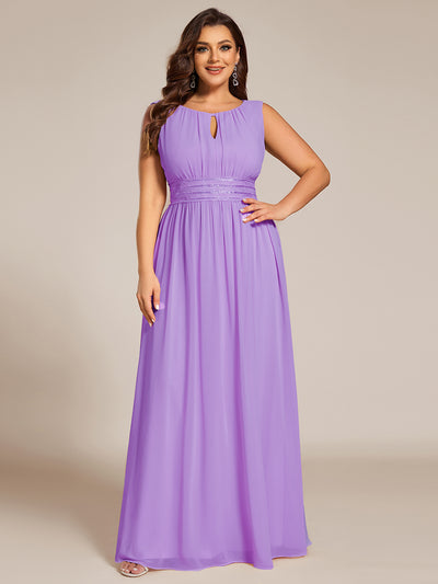 Plus Size Hollow Out Sleeveless Empire Waist Chiffon Bridesmaid Dress #color_Lavender
