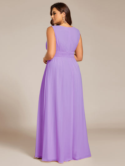 Plus Size Hollow Out Sleeveless Empire Waist Chiffon Bridesmaid Dress #color_Lavender