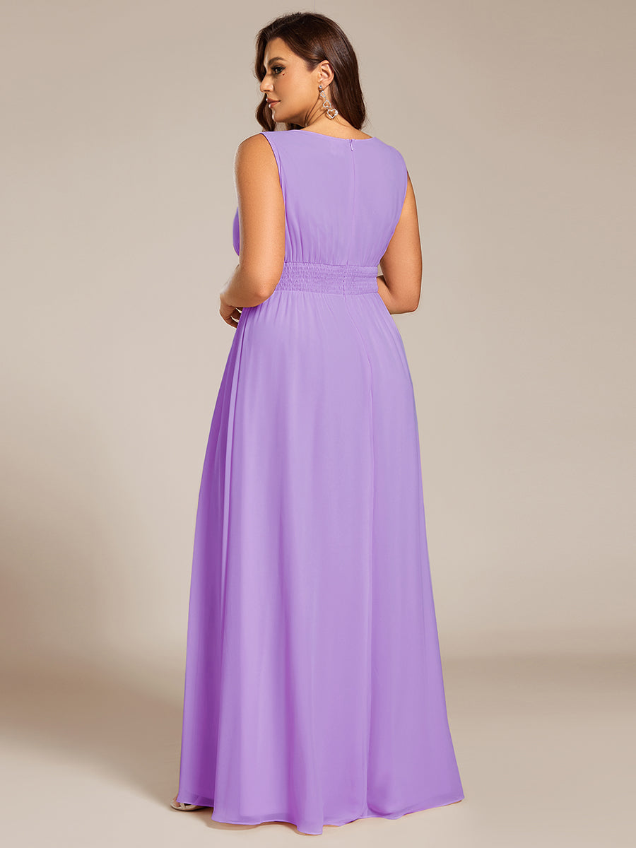Simple Sleeveless A-line Chiffon Bridesmaid Dress with Hollow Out Detail #color_Lavender