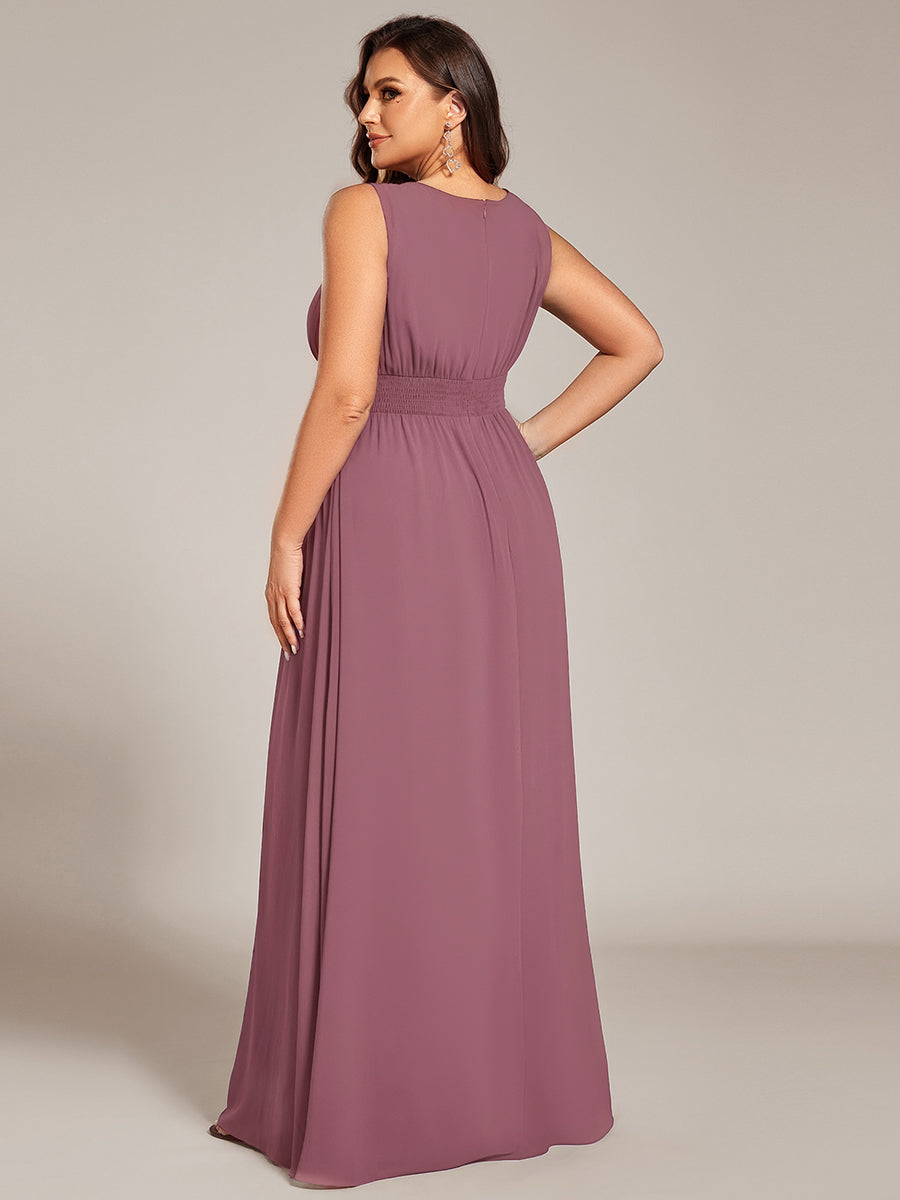Plus Size Hollow Out Sleeveless Empire Waist Chiffon Bridesmaid Dress #color_Purple Orchid