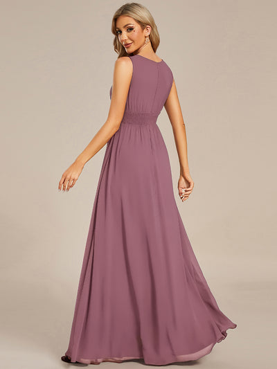 Simple Sleeveless A-line Chiffon Bridesmaid Dress with Hollow Out Detail #color_Purple Orchid