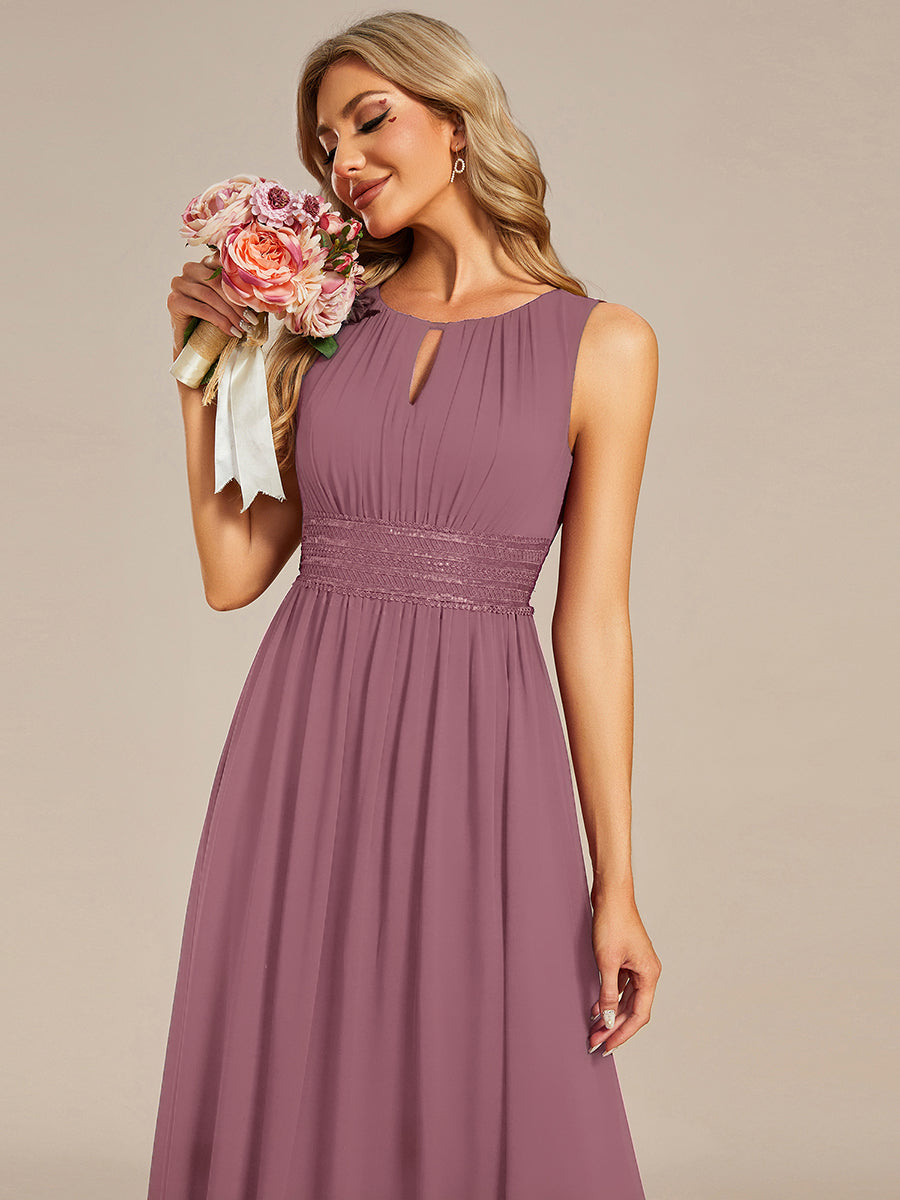 Simple Sleeveless A-line Chiffon Bridesmaid Dress with Hollow Out Detail #color_Purple Orchid