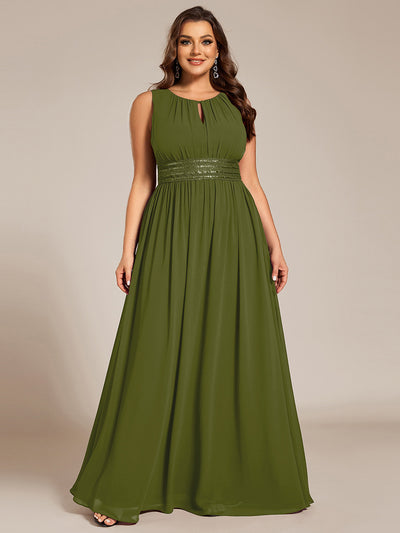 pretty KALIA|Plus Size Hollow Out Sleeveless Empire Waist Chiffon Bridesmaid Dress